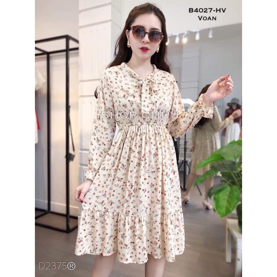 Đầm Voan Hoa Tay Dài