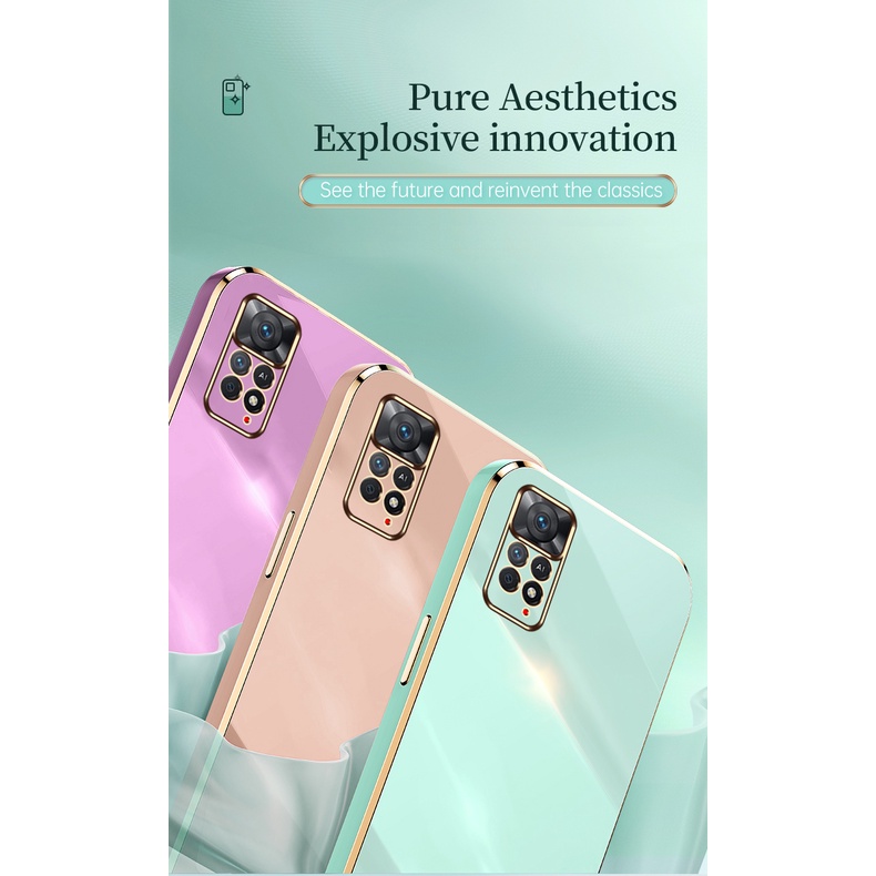 For Xiaomi Redmi Note 11 Pro Case Straight Plating Frame Silicone Cover Redme Note11 4G 11S 5G 11Pro Plus Camera Protect Fundas