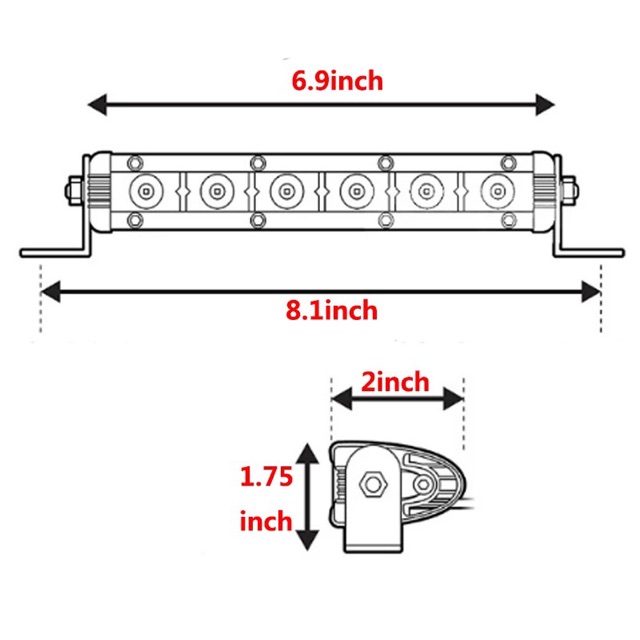 Đèn trợ sáng ô tô led bar 18w- 23cm ánh vàng + ánh trắng B