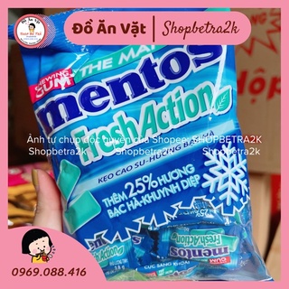 Kẹo cao su Mentos bạc hà (gói 112gr-40c)