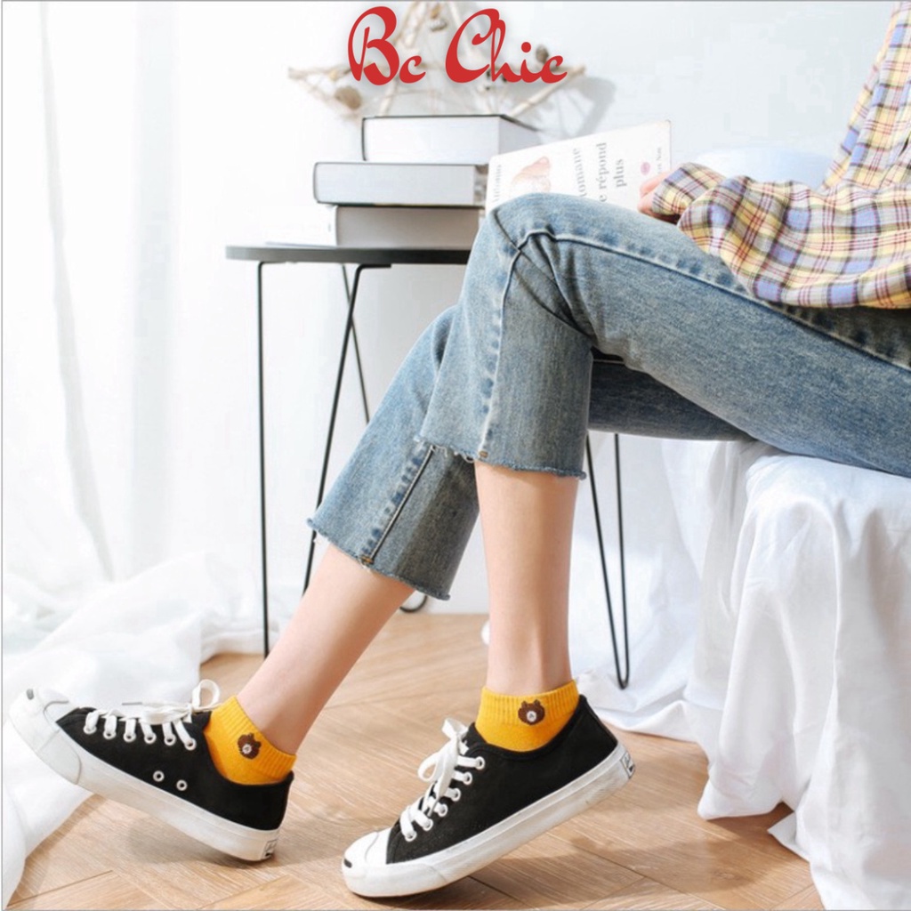 Tất Nữ , Set 10 đôi tất gấu cố ngắn đóng túi zip xịn xò mã PKT431 BC_CHIC LINGERIE