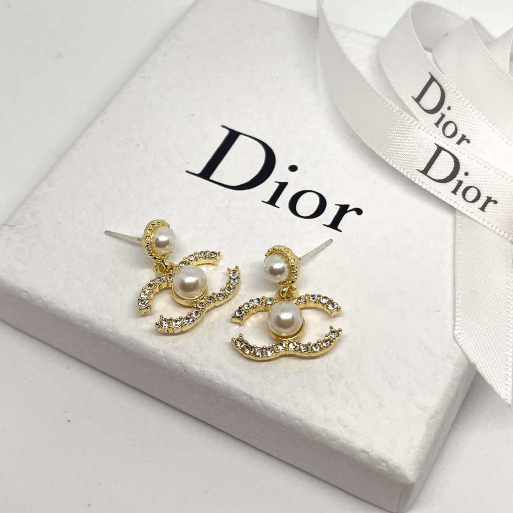 Bông tai nữ thương hiệu CC ngọc trai nhân tạo dáng thả nhỏ nhắn TB354 TOBI STORE