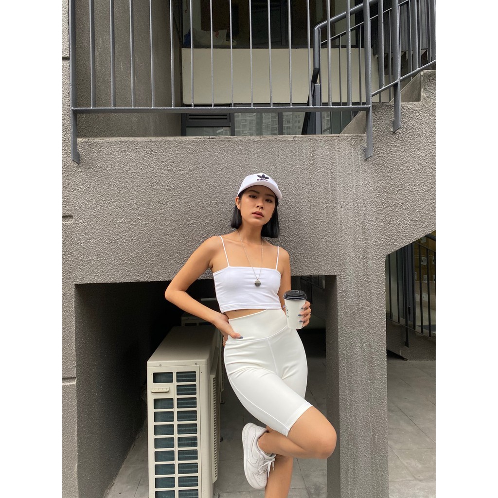Là min - Áo Croptop  Hai Dây Màu Trắng