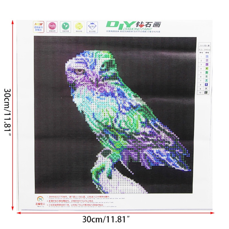 Tranh Thêu Chữ Thập Đính Đá Kim Cương 5D DIY Hình Vẽ Cú Trong Bóng Tối