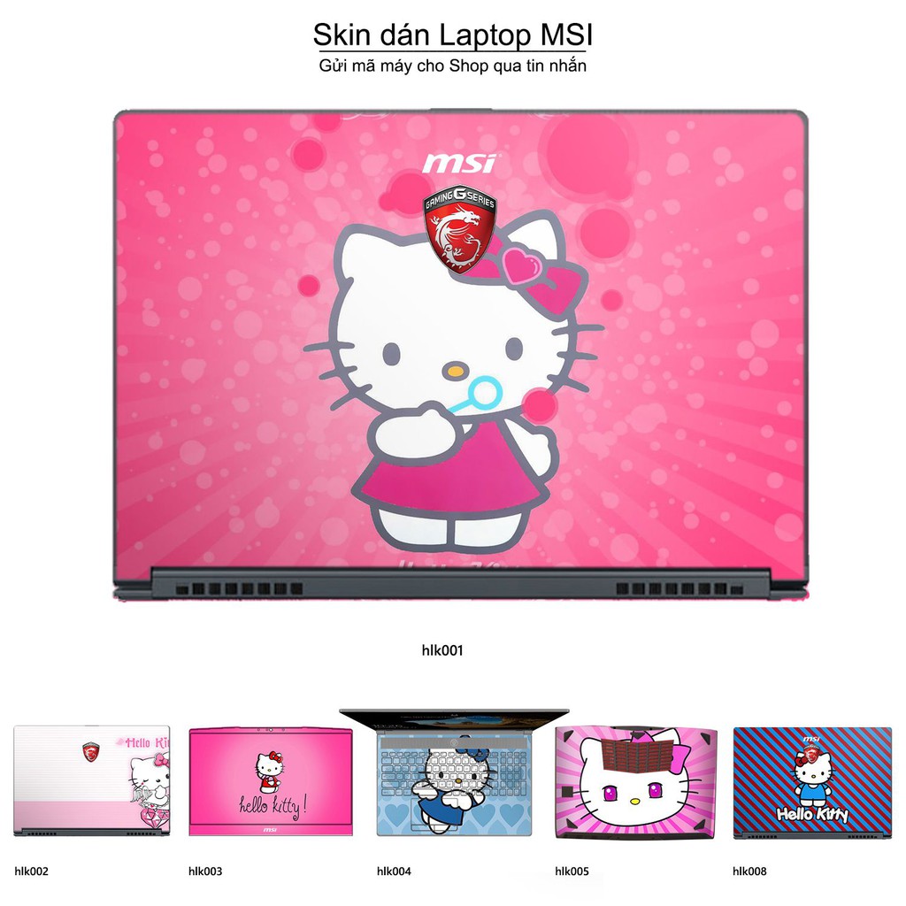 Skin dán Laptop MSI in hình Hello Kitty (inbox mã máy cho Shop)