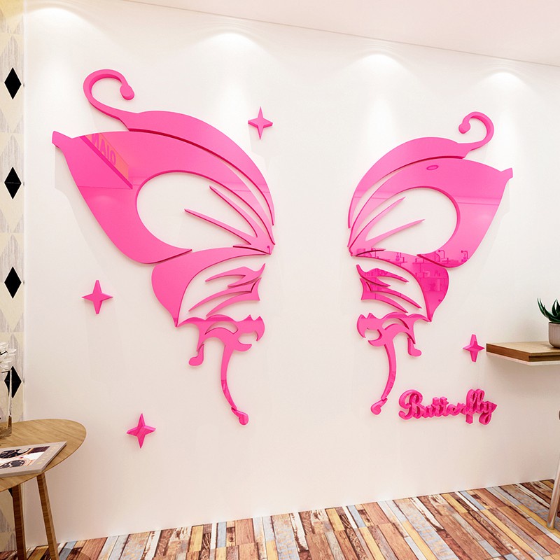 Tranh dán tường mica 3d decor khổ lớn đôi cánh ác quỷ devil cánh bướm Nhiều Size - EPeBen