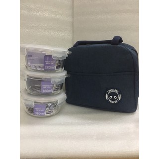 Bộ 3 hộp thủy tinh 400ml lock and lock kèm túi
