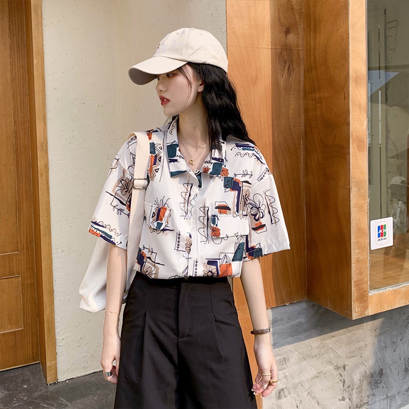 Áo sơ mi voan nữ có cổ polo croptop phối màu đẹp đi chơi thời trang kiểu 2020