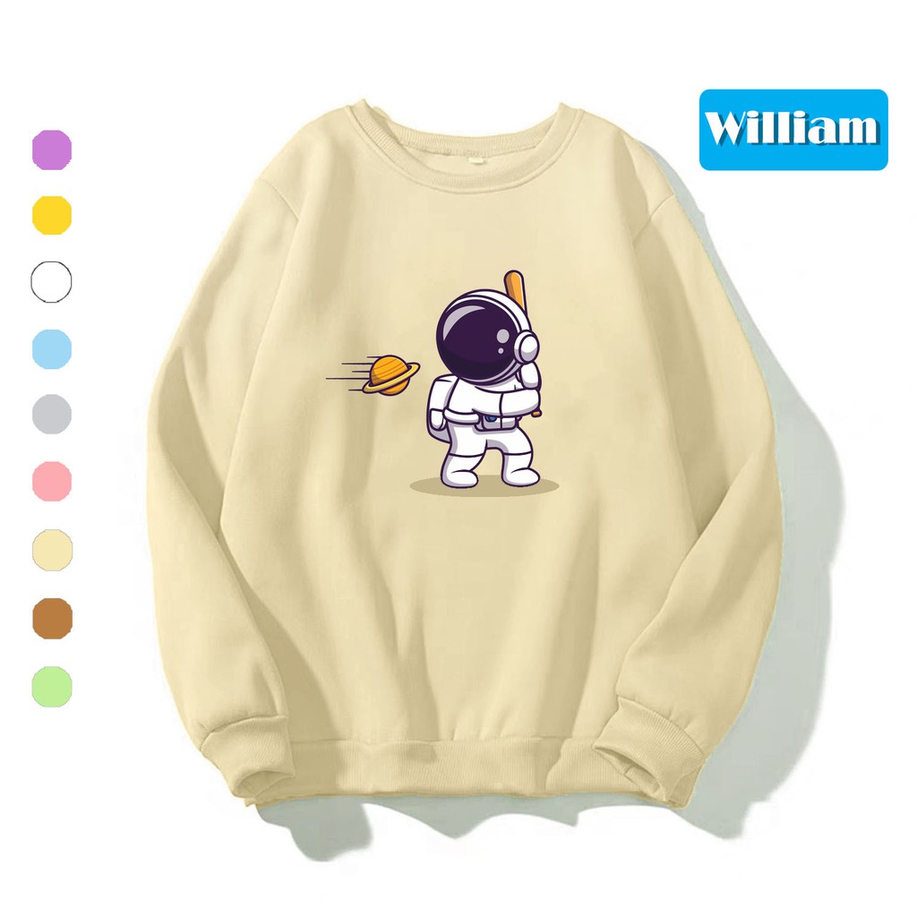 Áo sweater nam nữ in hình Du Hành Gia dễ thương cute, chất nỉ dày dặn, hợp làm áo cặp William - DS155