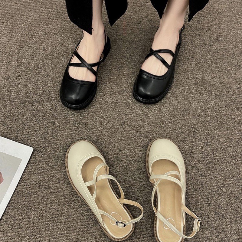 Giày búp bê lolita chất da đẹp êm phong cách ngọt ngào dễ thương