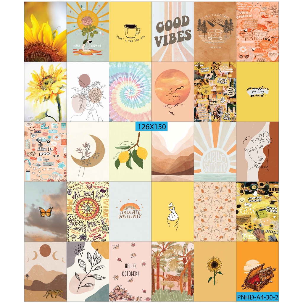 Combo Set 50 tờ Decal dán tường trang trí khổ A4,A5 - Trang trí Phòng ngủ Hiện đại PNHĐ1