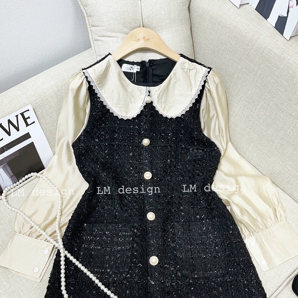 Váy dạ tuýt suông cổ sen _ Hàng Loại 1