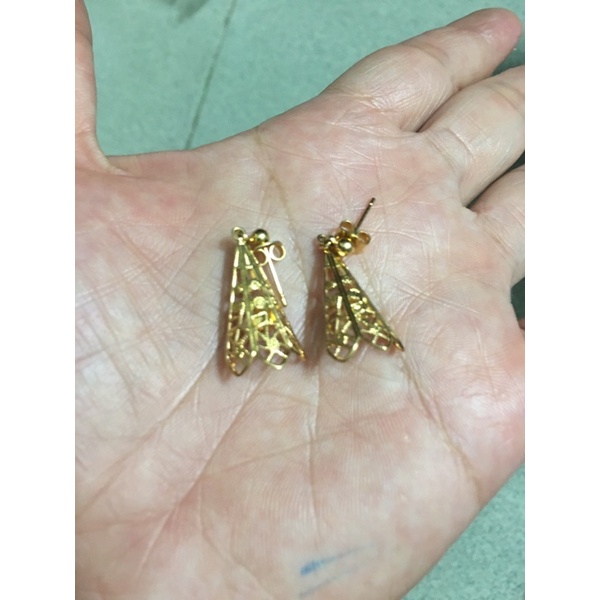 Hoa tai đính dáng vintage phối trai thật 5 li phun hộp si tuyển Nhật