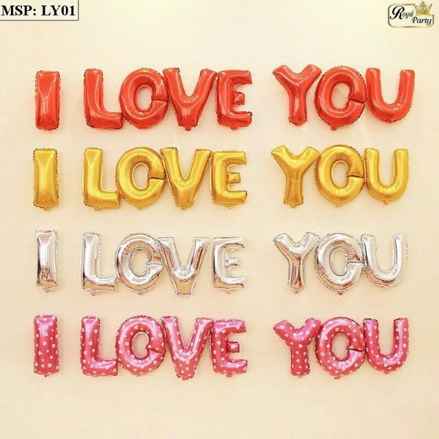 Set bóng chữ I LOVE YOU trang trí cầu hôn.