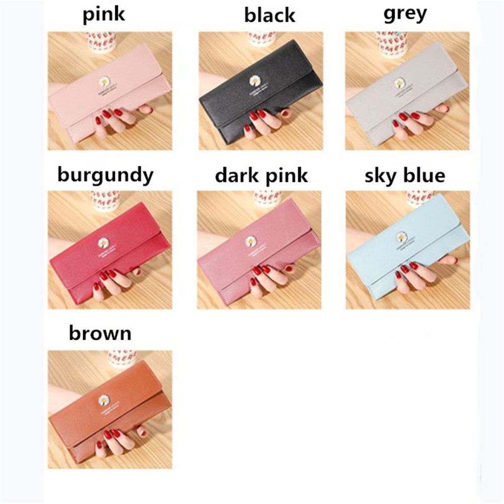 Ví Da Pu Dáng Dài Họa Tiết Hoa Cúc Nhiều Màu Sắc Phong Cách Hàn Quốc Thời Trang Cho Nữ Mihan1