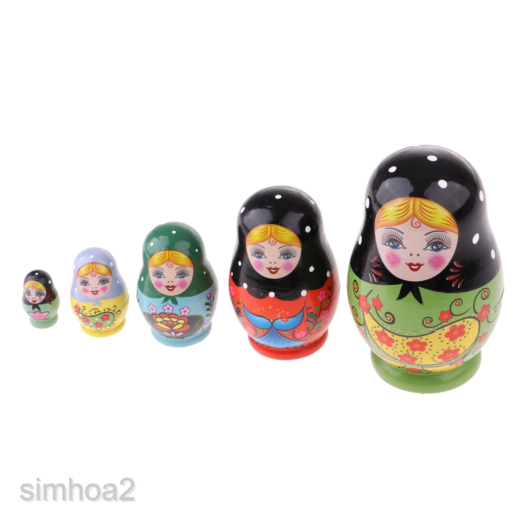 Bộ 5 Búp Bê Phong Cách Nga Matryoshka Bằng Gỗ