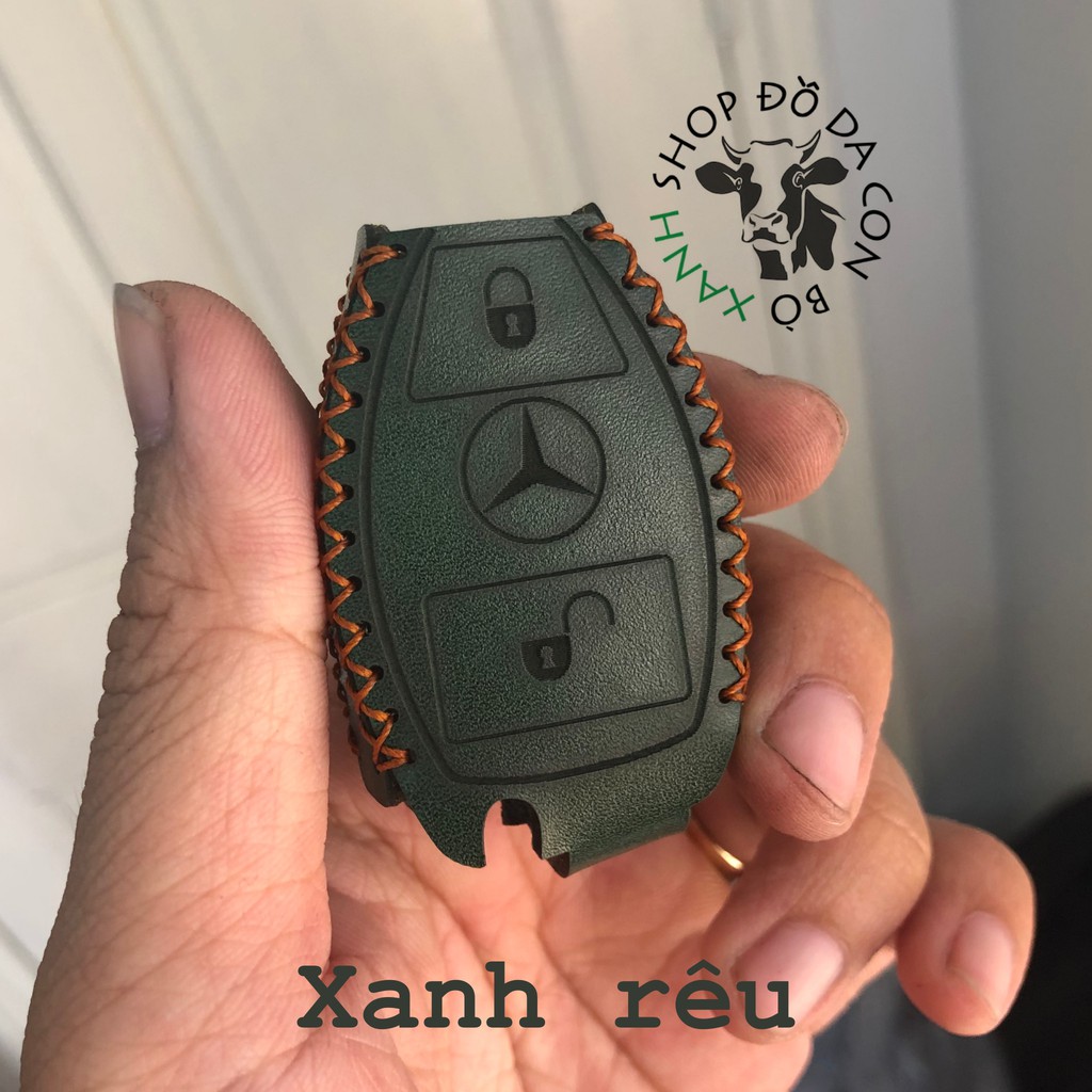 Bao da chìa khoá Mercedes handmade da thật, bao da chìa khoá Mec 001