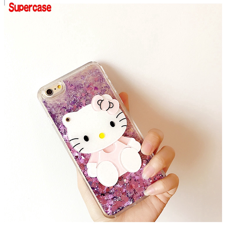 Ốp điện thoại mềm nước kim tuyến hình Gấu/Mèo Hello Kitty cho Samsung Galaxy A50 A50S A30S J7 J5 J3 J2 Prime J6 J4 Plus