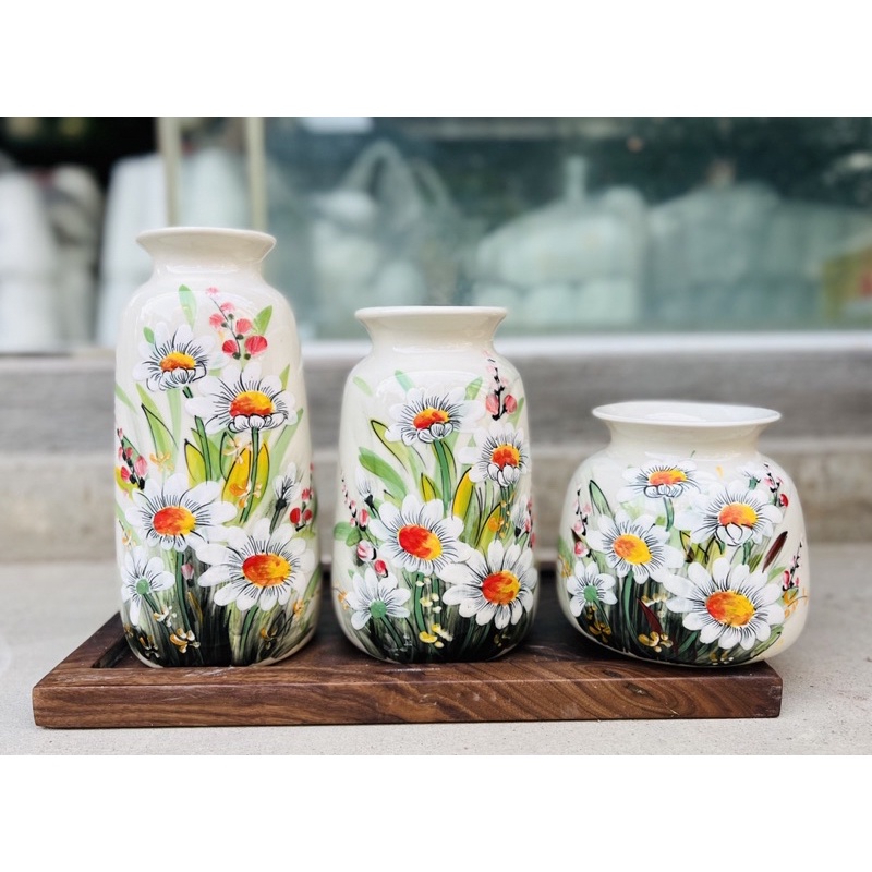 Lọ hoa deco đẹp- lọ hoa vẽ cúc hoạ mi- giá rẻ