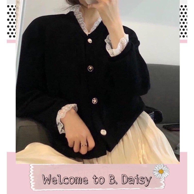 (Có Sẵn) Áo Khoác Len Cadigan Áo Len Viền Ren -loại 1 (có ảnh thật)