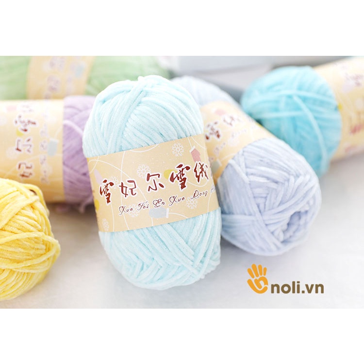 Len nhung 2mm đan móc thú bông, khăn, áo, váy siêu mềm mịn, không rụng lông, bảng màu đa dạng 50g nội địa Trung (20-40)