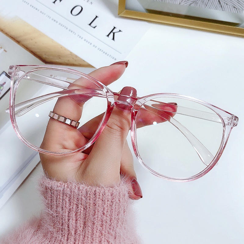 Mắt kính gọng tròn trong suốt chống ánh sáng xanh thời trang dành cho nam nữ OUYOU
