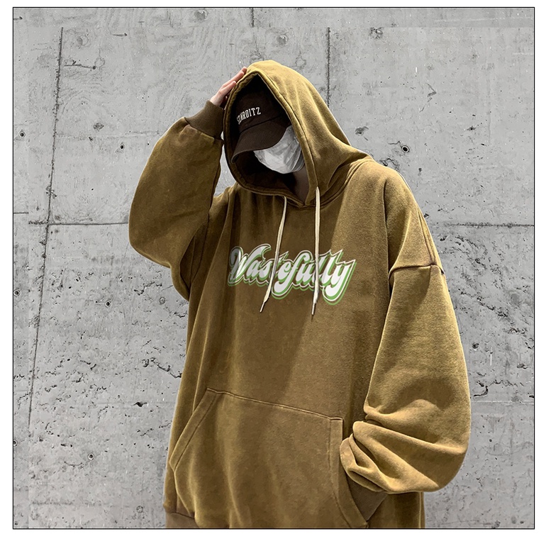 Áo hoodie Ifnicefuture tay dài dáng rộng in họa tiết phong cách đường phố Âu Mỹ thời trang thường ngày cho nam