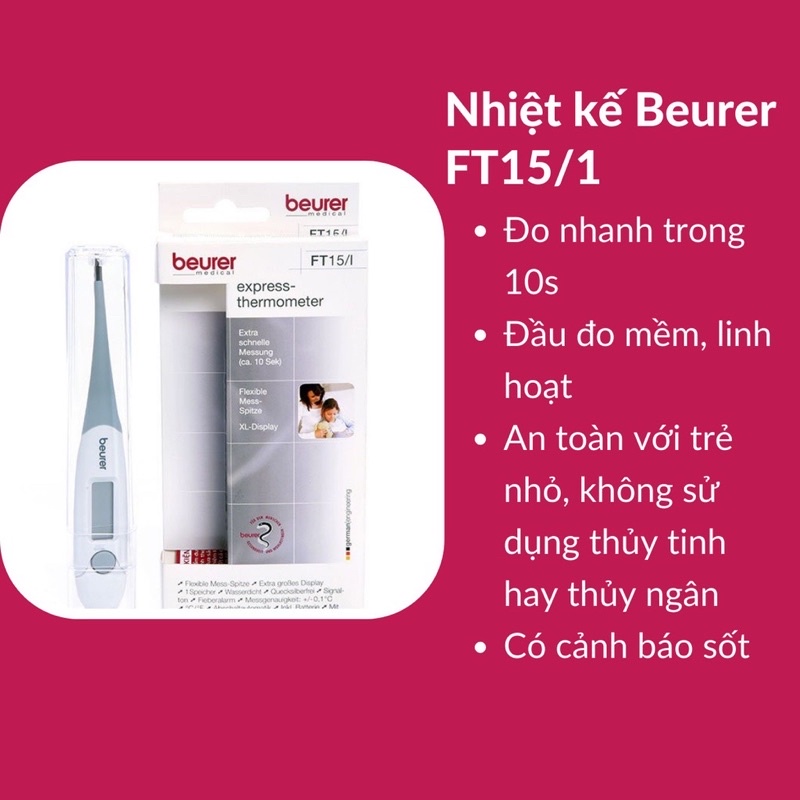 Nhiệt kế, nhiệt kế điện tử BEURER FT15/1 đo 10s linh hoạt an toàn bảo hành 2 năm chính hãng