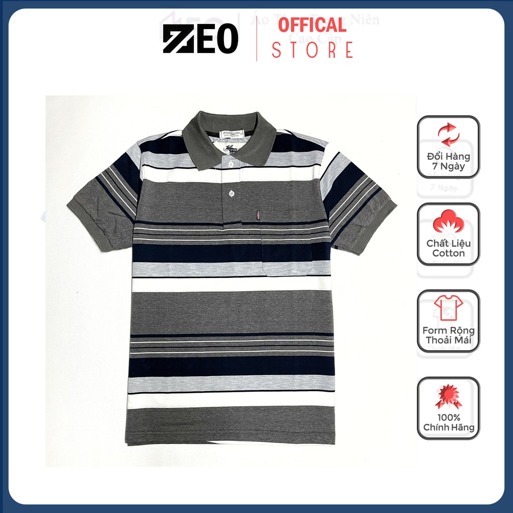 Áo thun nam có cổ bẻ trung niên ZEO STORE vải Cotton, form rộng thoải mái | BigBuy360 - bigbuy360.vn