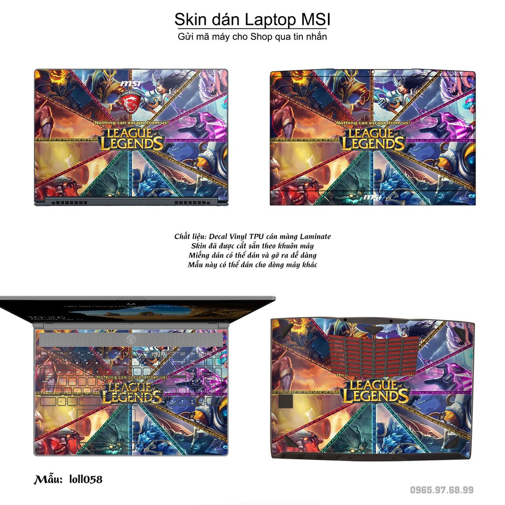 Skin dán Laptop MSI in hình Liên Minh Huyền Thoại nhiều mẫu 7 (inbox mã máy cho Shop)