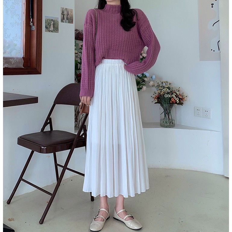 [Mã FADIRECT20 giảm 20K đơn 150K] Chân váy dài nhún 2 lớp Ulzzang phong cách Hàn Quốc Freesize | BigBuy360 - bigbuy360.vn