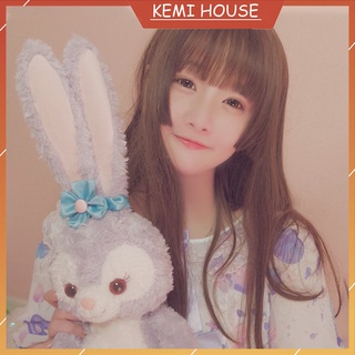 Tóc giả nữ nguyên đầu mái thưa Hime style Nhật