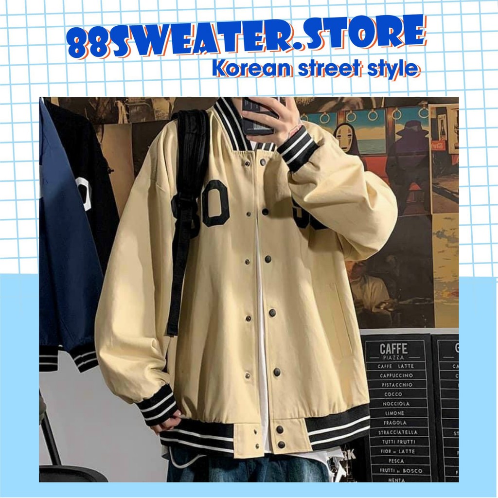 áo khoác bomber chất dù dày dặn chữ thêu form rộng unisex áo khoác bóng chày | BigBuy360 - bigbuy360.vn