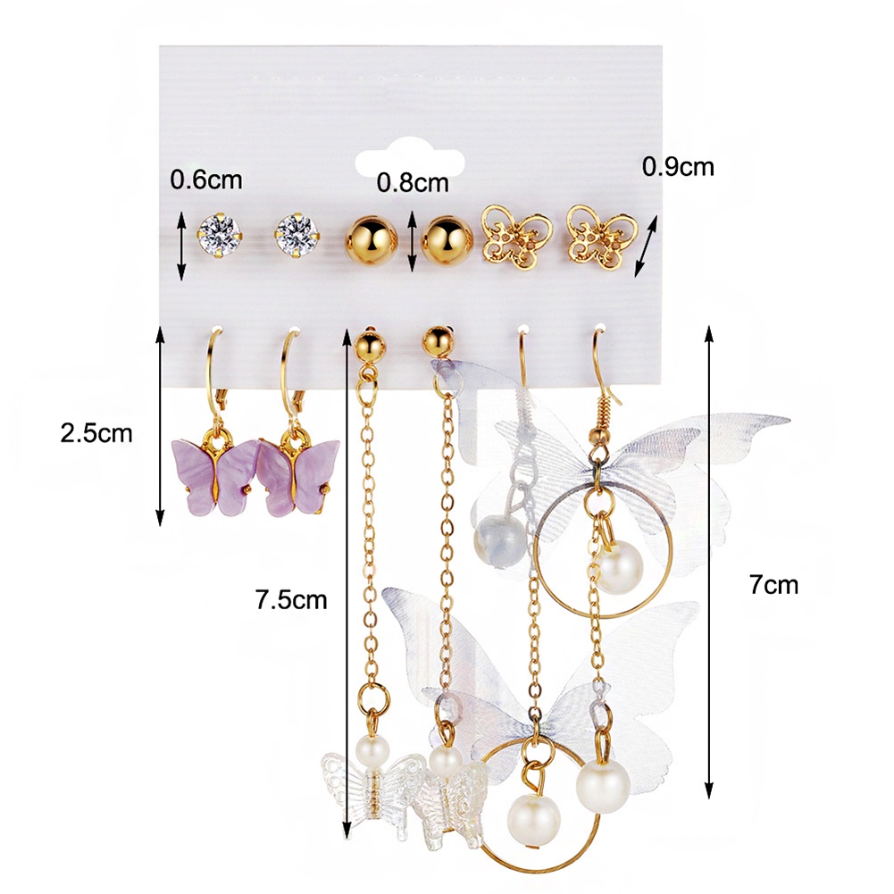 Set Bông Tai Bướm Nhiều Màu Sắc Thời Trang