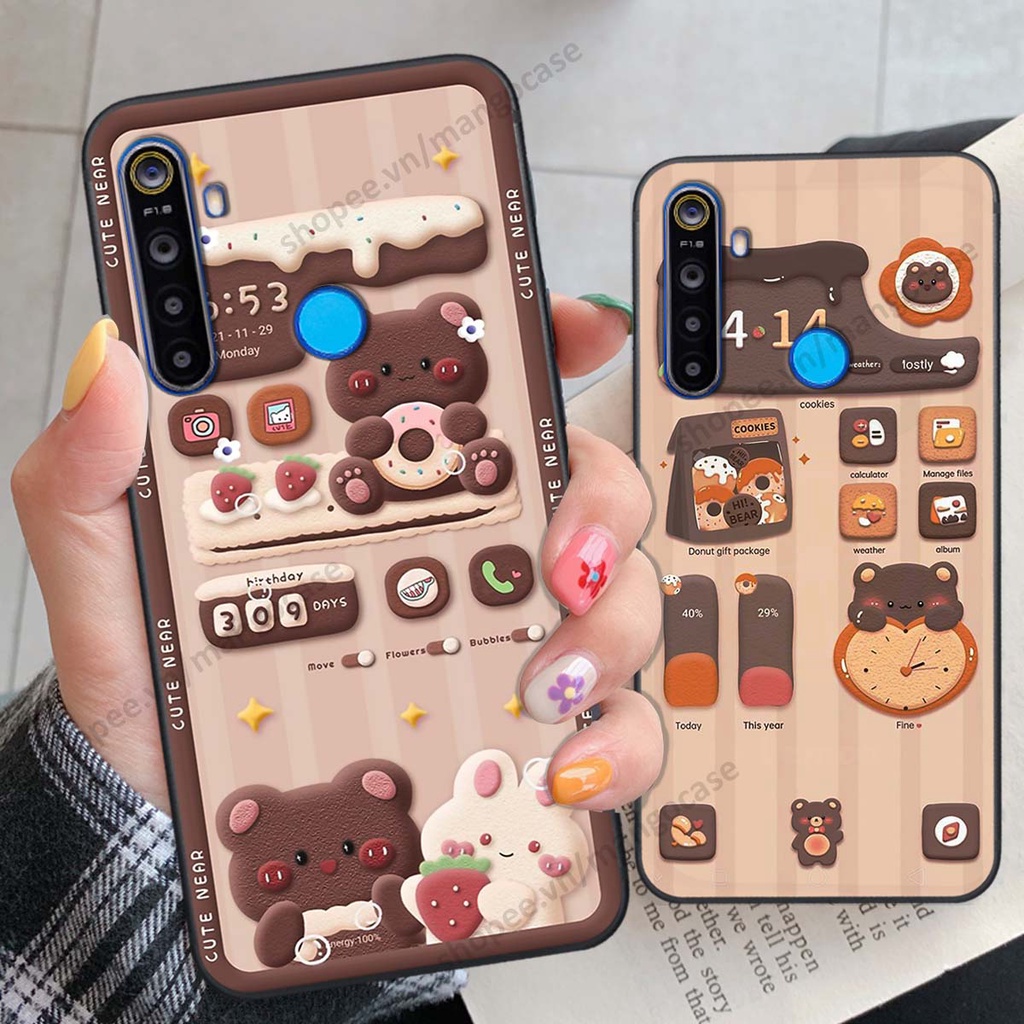 Ốp lưng Realme 5 / 5 Pro / C3 hình gấu, thỏ, đồng hồ cute dễ thương