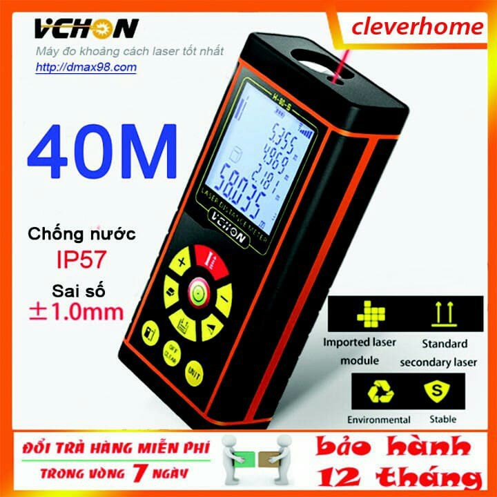 [HÀNG CHÍNH HÃNG] Thước đo khoảng cách bằng tia laser Vchon H40 - thước đo laze giao diện rõ ràng thao tác nhanh gọn