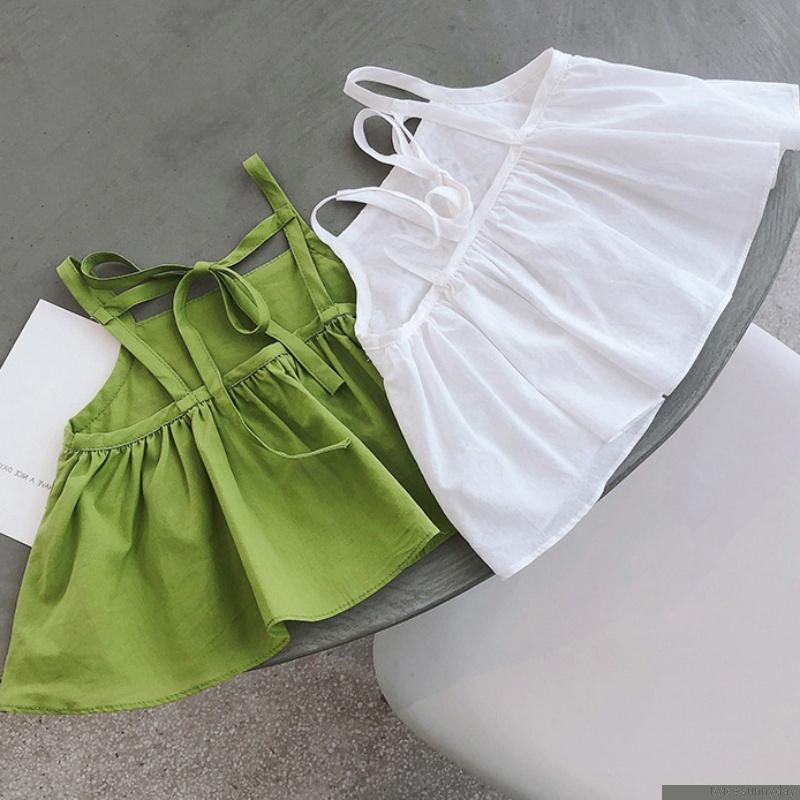 Áo croptop hai dây mềm mại màu trơn thời trang mùa hè cho bé gái