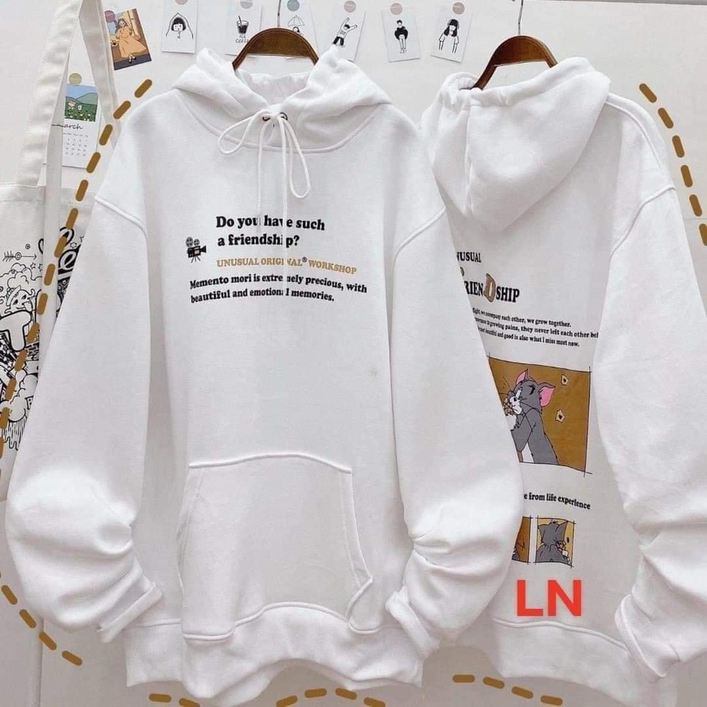 ÁO HOODIES NỈ BÔNG IN HÌNH MÈO CHUỘT