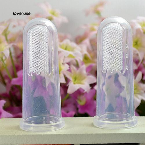 Bàn chải đánh răng gắn đầu ngón tay bằng silicone mềm làm sạch răng cho bé