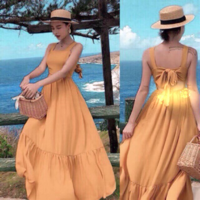 ĐẦM MAXI BUỘC NƠ LƯNG kt