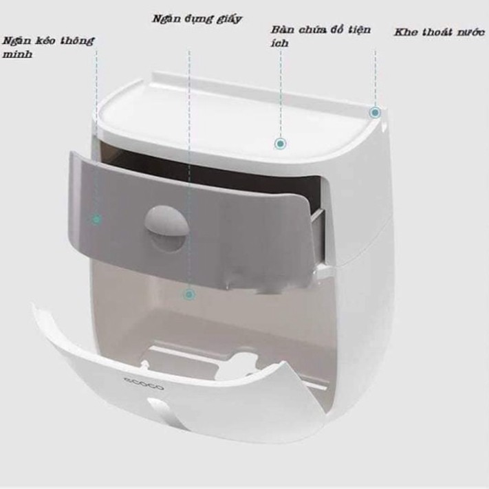 Hộp Đựng Giấy Vệ Sinh Ecoco 2 Tầng Có Khay Để Điện Thoại - Hộp Giấy Vệ Sinh Đa Năng