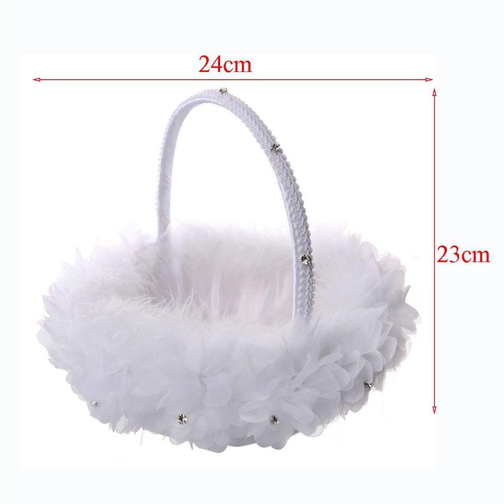 Giỏ Hoa Bằng Vải Satin Màu Trắng Lãng Mạn Dùng Trang Trí Tiệc