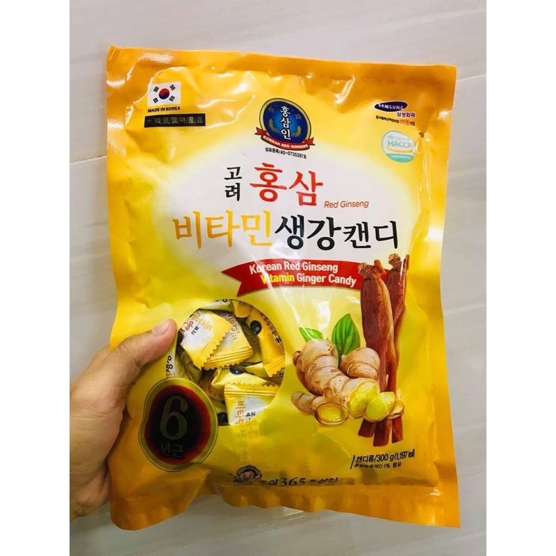 Kẹo Gừng Hồng Sâm Vitamin 365 Hàn Quốc 300g - Banhkeotalk
