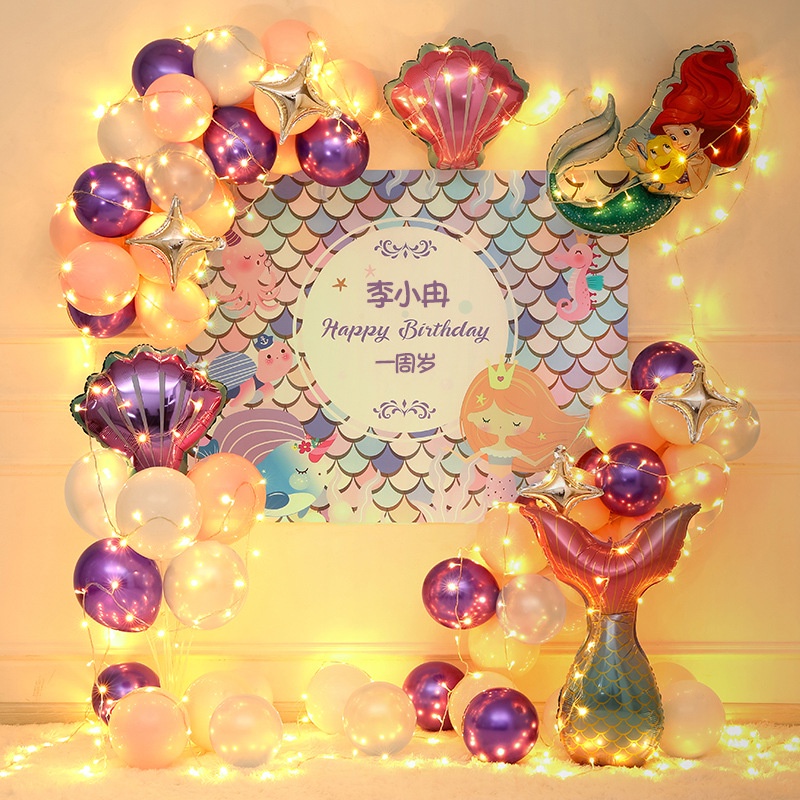 Bong Bóng Hình Nàng Tiên Cá Trang Trí Tiệc Sinh Nhật Cho Bé Gái