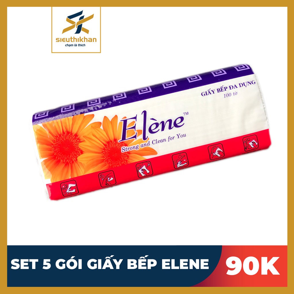 Giấy Bếp Lau Tay, Thấm Dầu Elene - Gói 100 Tờ, 2 Lớp