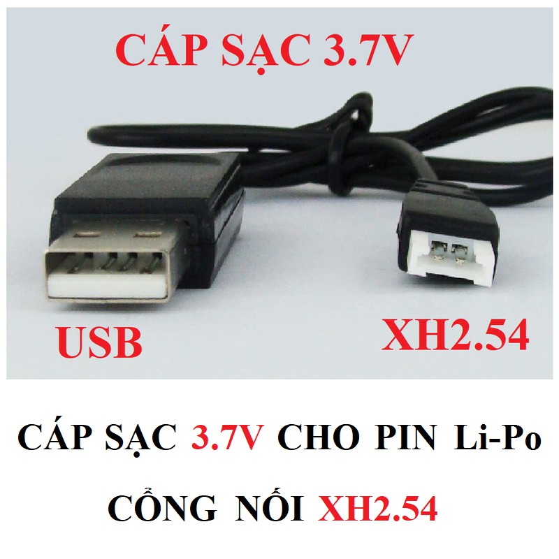 Pin Li-po 3.7V - 1S 300mAh 25C và Dây sạc USB