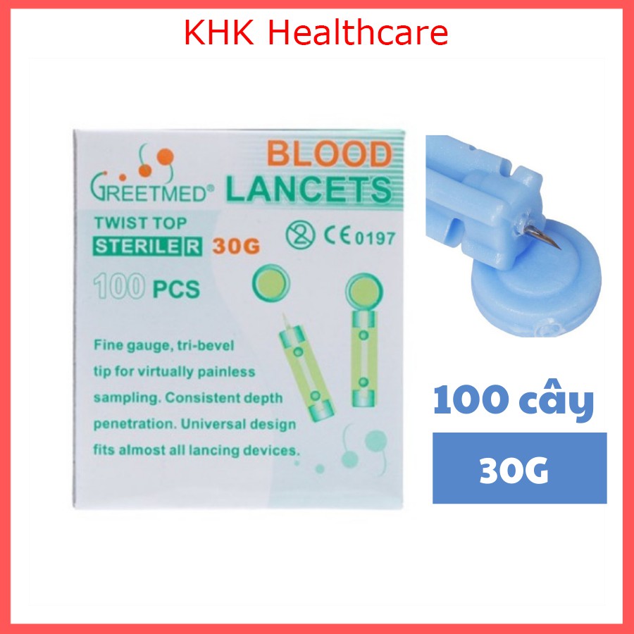 Hộp 100 kim chích máu tròn Greetmed blood lancet