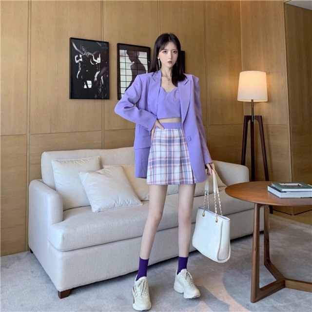 (ORDER) Set đồ tím áo khoác blazer tím pastel siêu xinh - Purple Girl