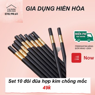 Bộ 10 Đũa Mạ Vàng có Độ bền cao, chống trơn trượt, chống mốc, bền màu [Freeship Đà Nẵng]