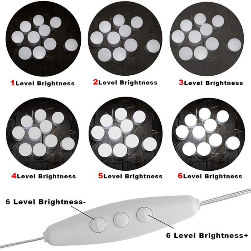 4/6/10 Đèn led usb gắn gương trang điểm phong cách Hollywood và phụ kiện